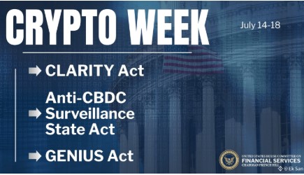 House Announces Week of July 14th as “Crypto Week”